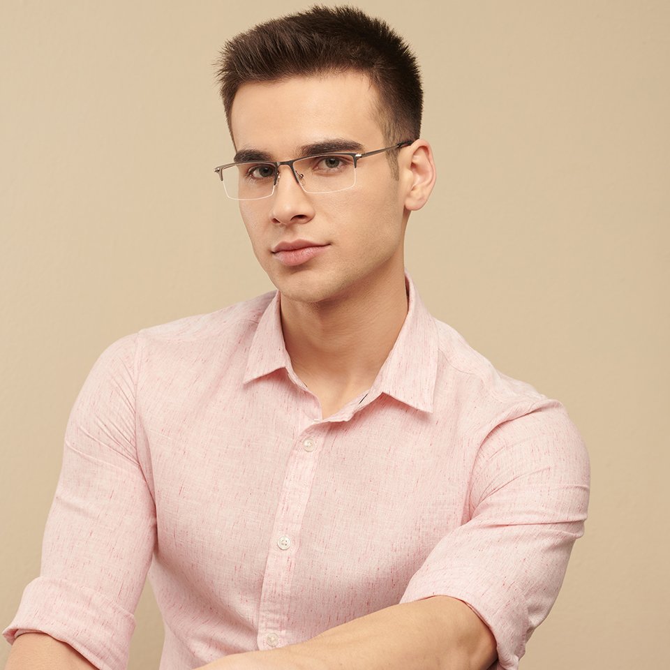 Half Rim Eyeglasses-Frame Rectangle--EG