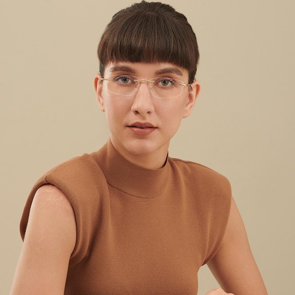 Rimless Eyeglasses-Frame Rectangle--EG