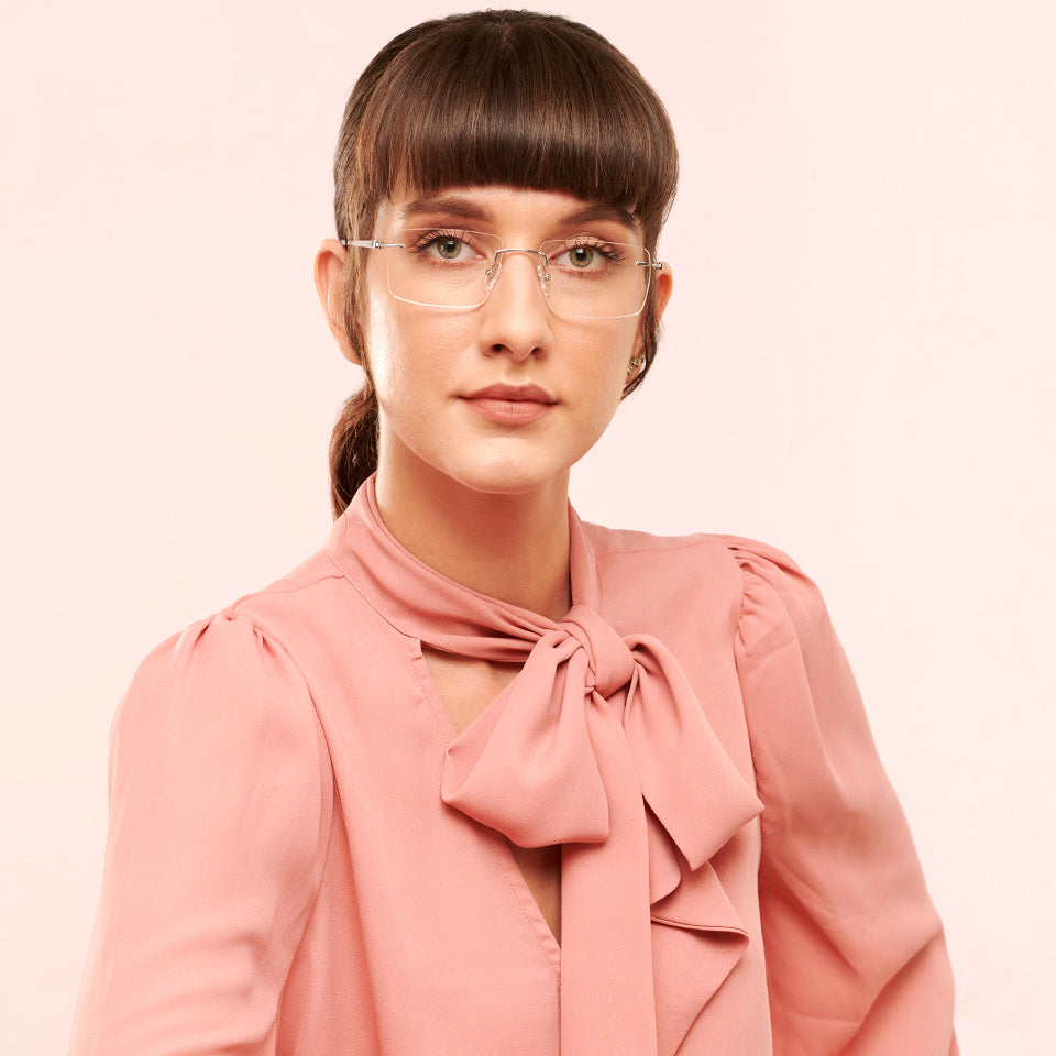 Rimless Eyeglasses-Frame Rectangle--EG