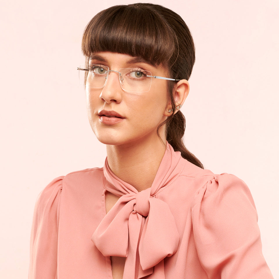 Rimless Eyeglasses-Frame Rectangle--EG