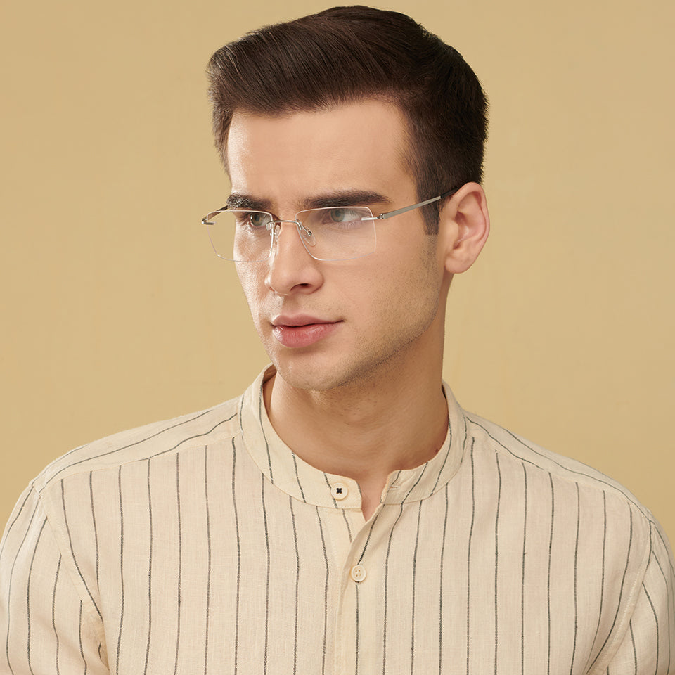 Rimless Eyeglasses-Frame Rectangle--EG