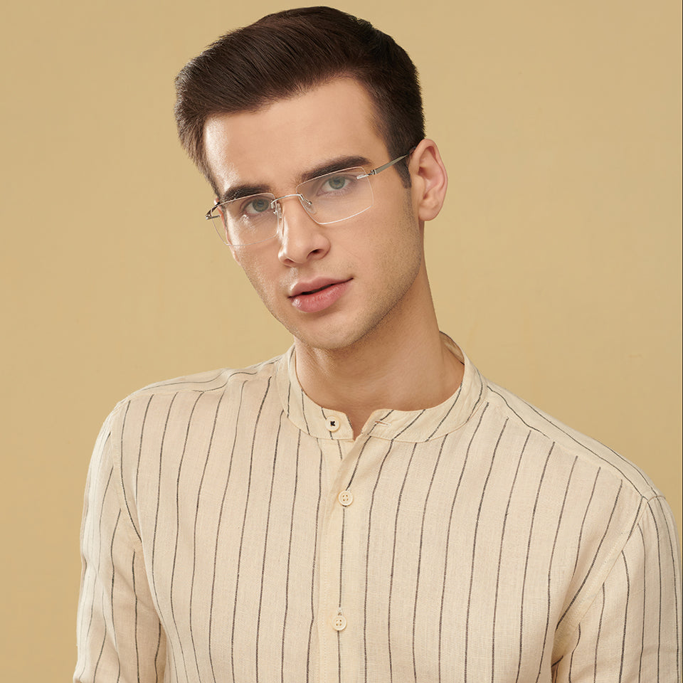 Rimless Eyeglasses-Frame Rectangle--EG