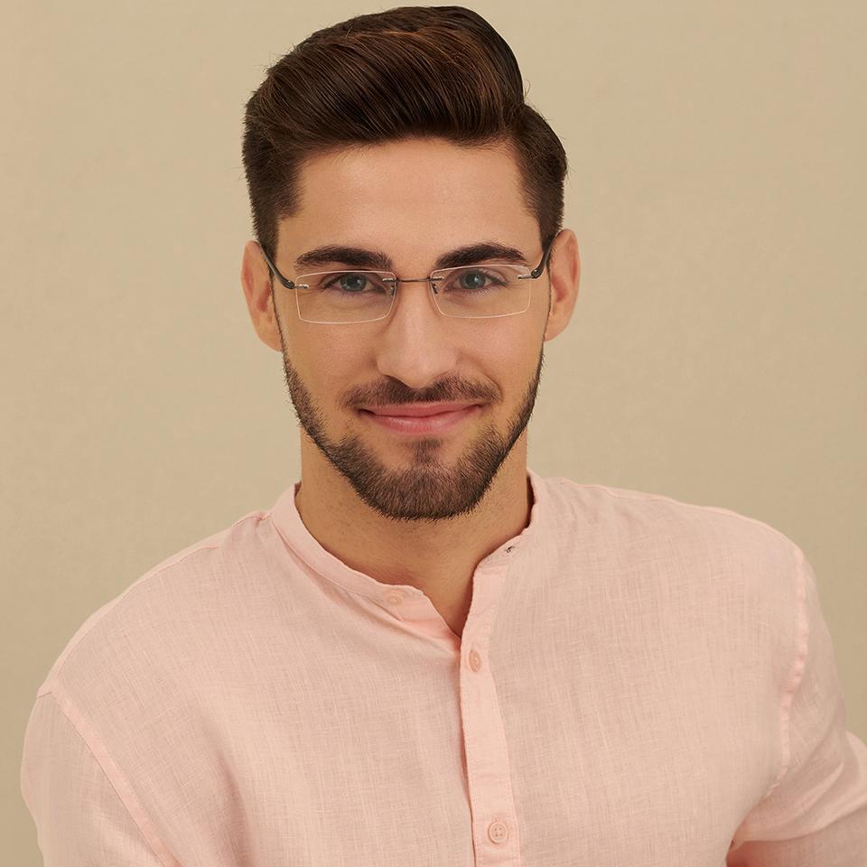 Rimless Eyeglasses-Frame Rectangle--EG