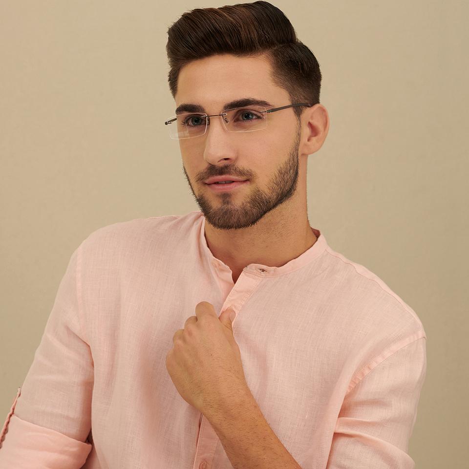 Rimless Eyeglasses-Frame Rectangle--EG