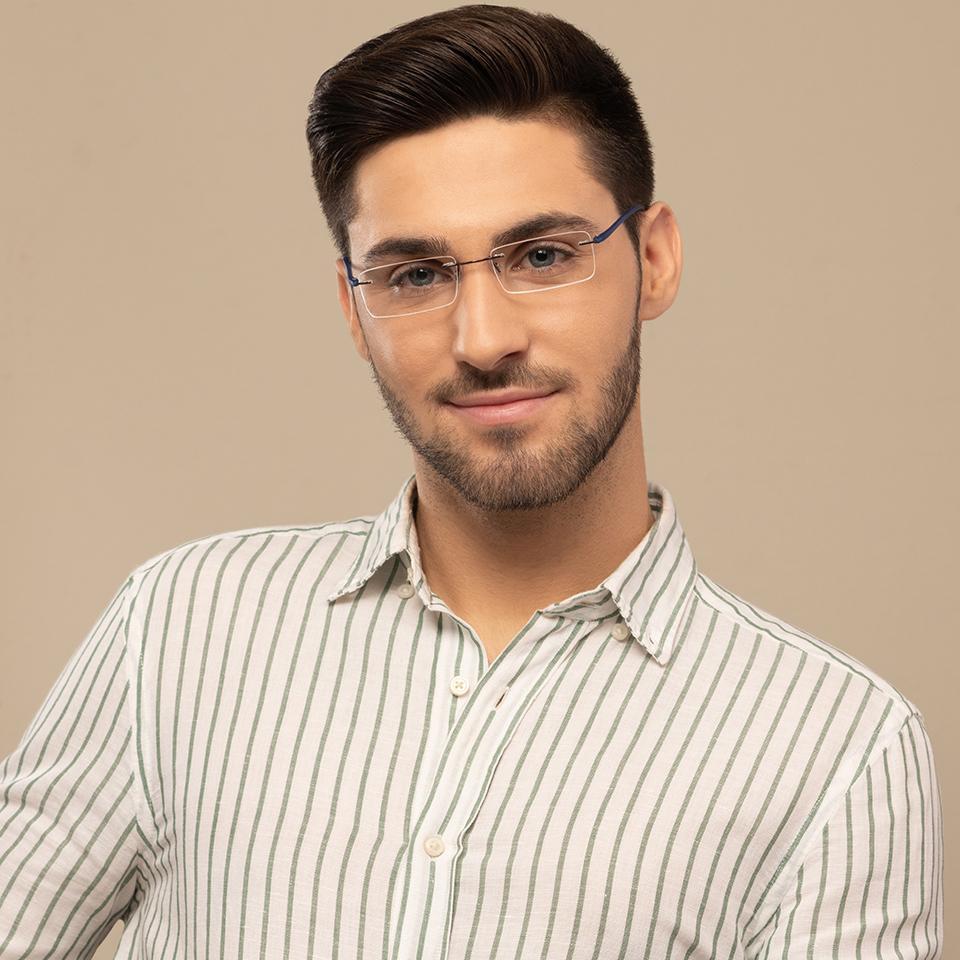 Rimless Eyeglasses-Frame Rectangle--EG