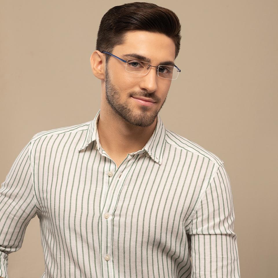 Rimless Eyeglasses-Frame Rectangle--EG