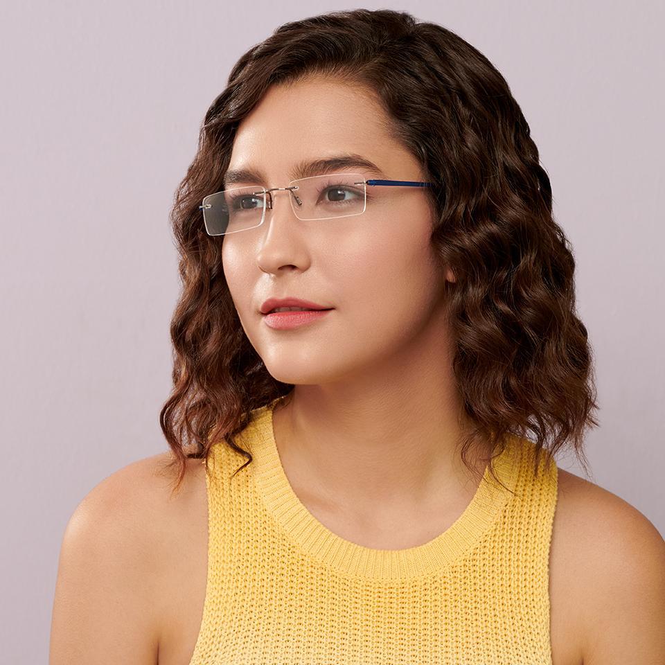 Rimless Eyeglasses-Frame Rectangle--EG