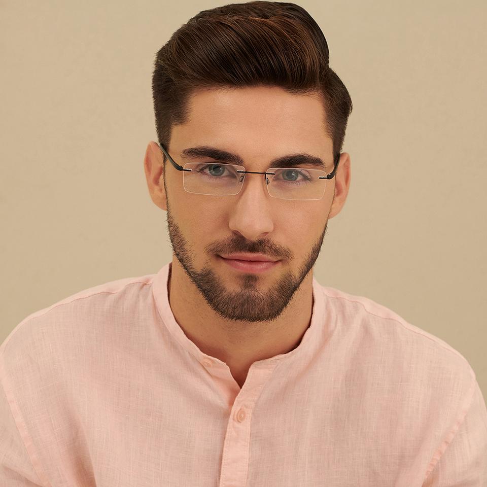 Rimless Eyeglasses-Frame Rectangle--EG