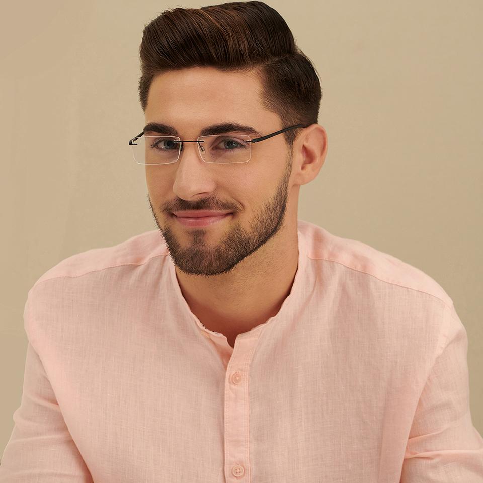 Rimless Eyeglasses-Frame Rectangle--EG