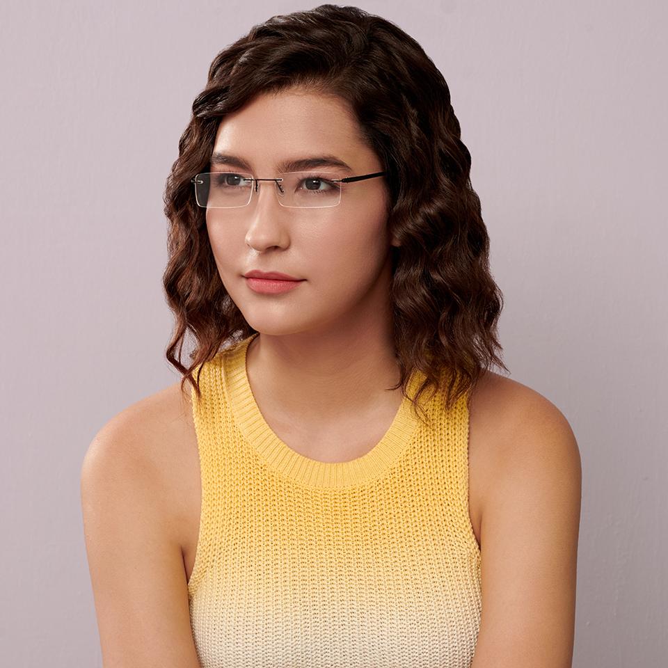 Rimless Eyeglasses-Frame Rectangle--EG
