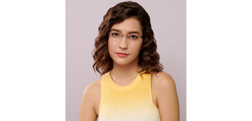 Rimless Eyeglasses-Frame Rectangle--EG
