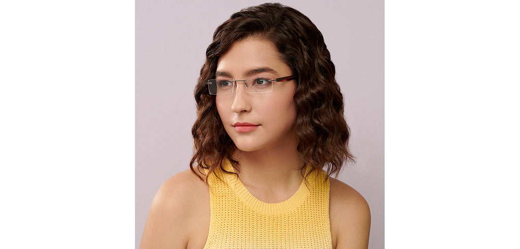Rimless Eyeglasses-Frame Rectangle--EG