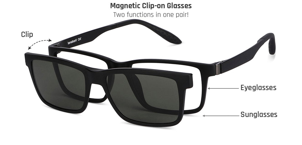 Magnetic Clip On Glasses-Frame Rectangle--EG