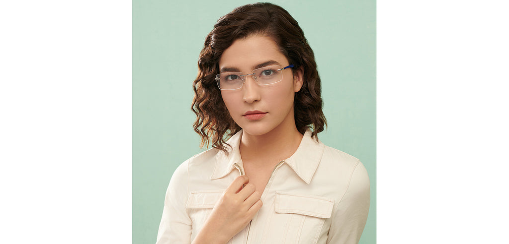 Rimless Eyeglasses-Frame Rectangle--EG