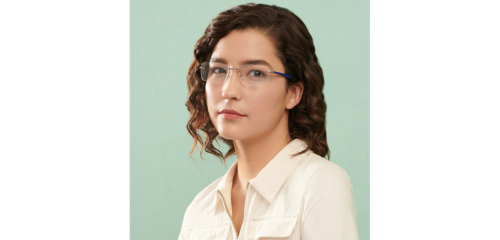 Rimless Eyeglasses-Frame Rectangle--EG