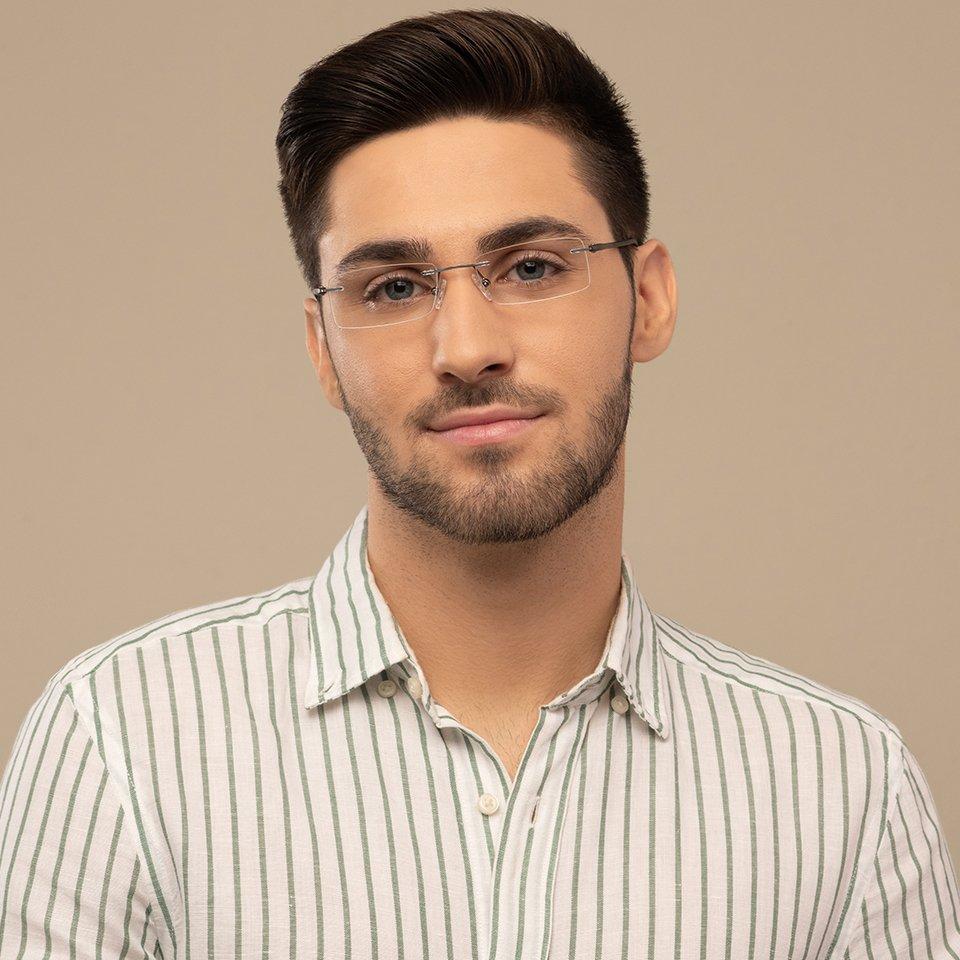 Rimless Eyeglasses-Frame Rectangle--EG
