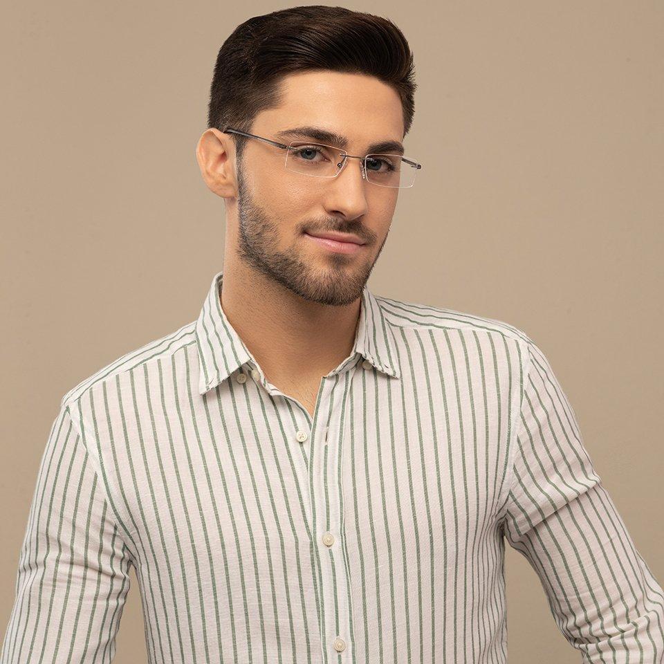 Rimless Eyeglasses-Frame Rectangle--EG