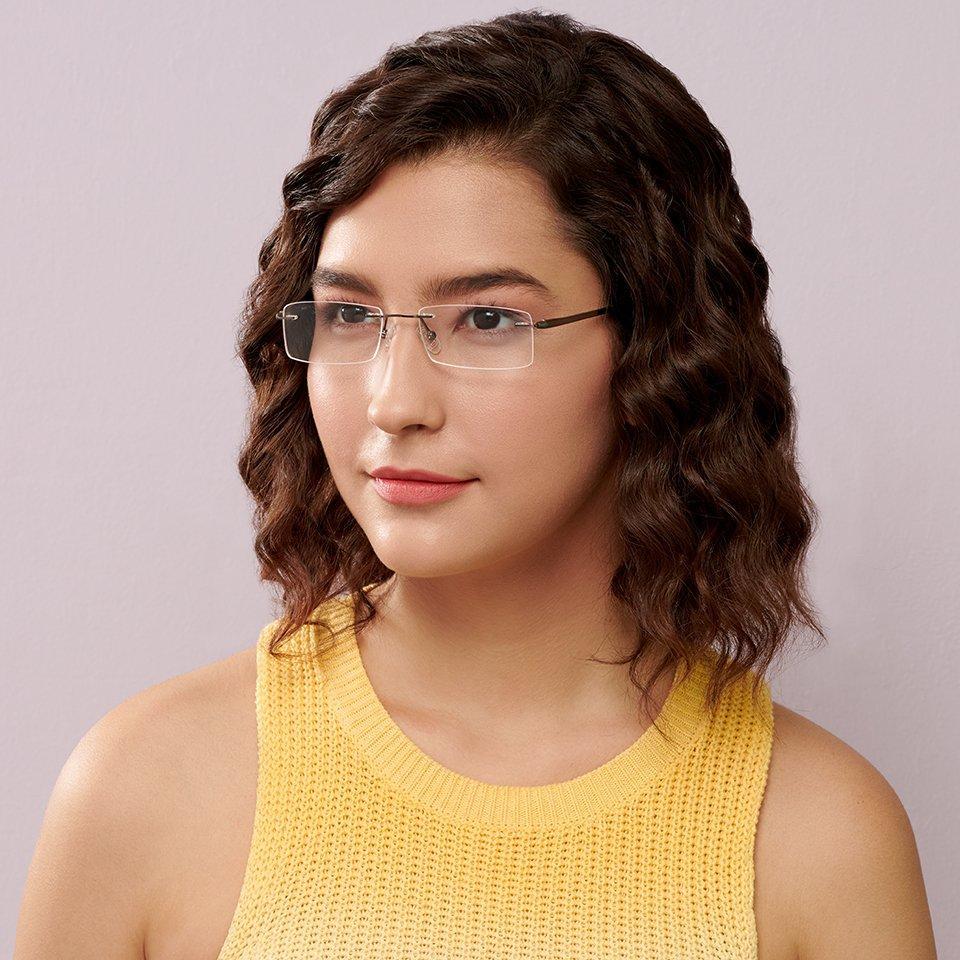 Rimless Eyeglasses-Frame Rectangle--EG