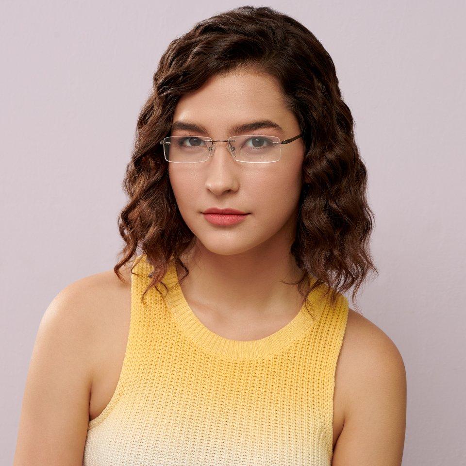 Rimless Eyeglasses-Frame Rectangle--EG