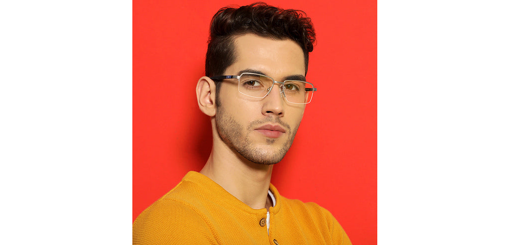 Half Rim Eyeglasses-Frame Rectangle--EG