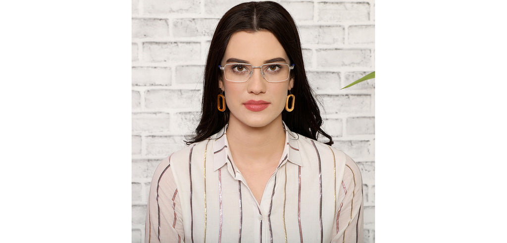 Half Rim Eyeglasses-Frame Rectangle--EG
