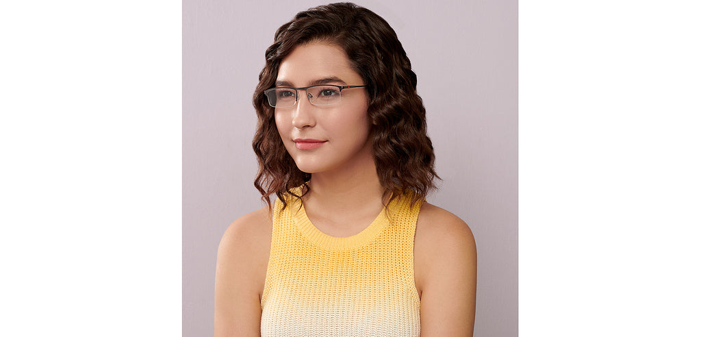 Half Rim Eyeglasses-Frame Rectangle--EG