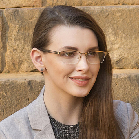 Half Rim Eyeglasses-Frame Rectangle--EG