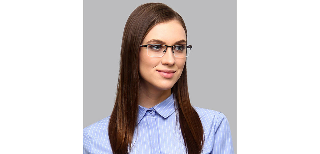 Half Rim Eyeglasses-Frame Rectangle--EG