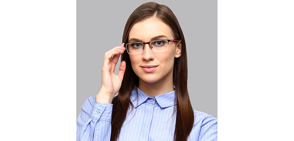 Half Rim Eyeglasses-Frame Rectangle--EG