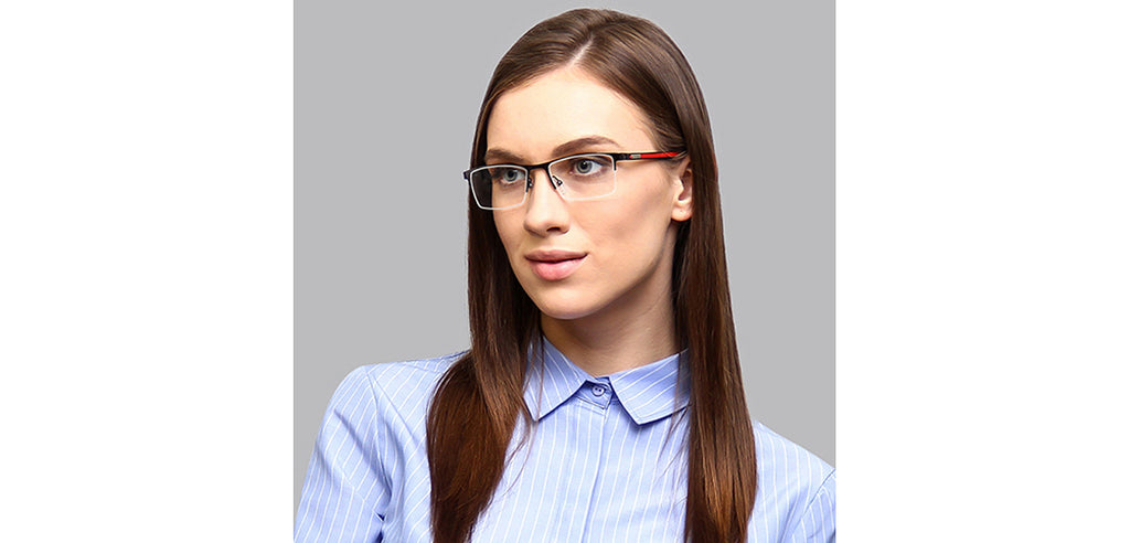 Half Rim Eyeglasses-Frame Rectangle--EG