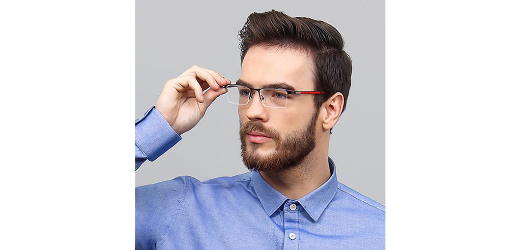 Half Rim Eyeglasses-Frame Rectangle--EG