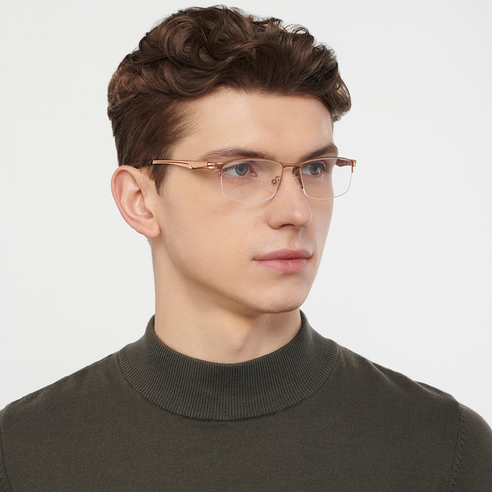 Half Rim Eyeglasses-Frame Rectangle--EG
