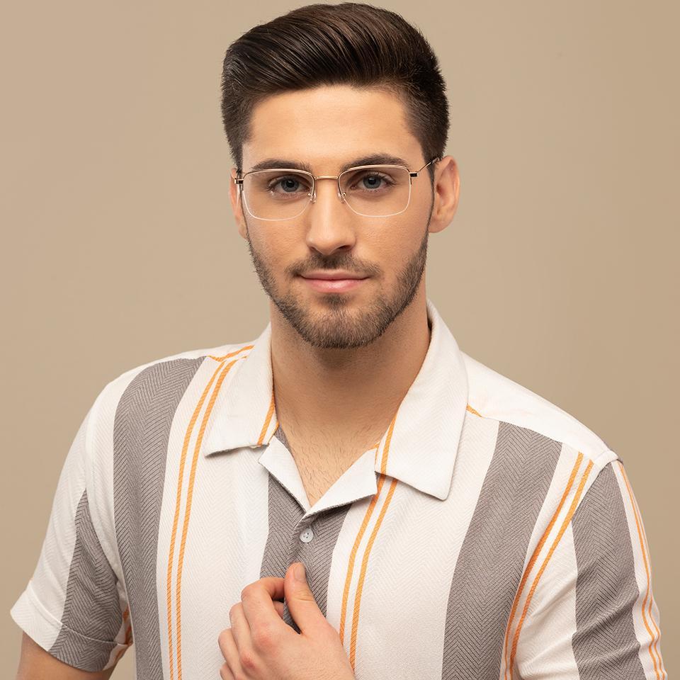 Half Rim Eyeglasses-Frame Rectangle--EG