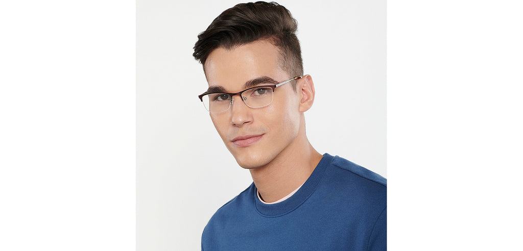 Half Rim Eyeglasses-Frame Rectangle--EG
