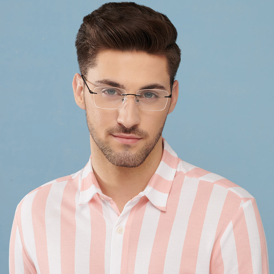 Rimless Eyeglasses-Frame Rectangle--EG