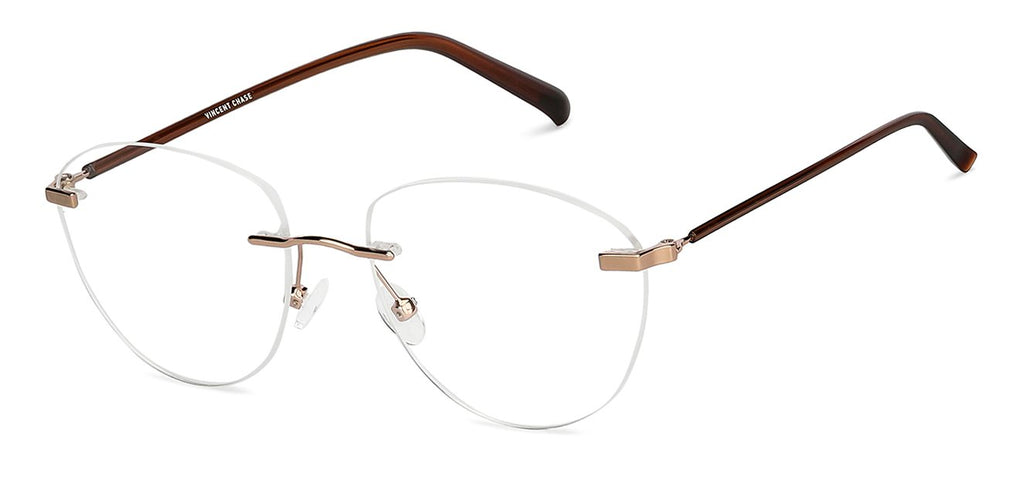 Rimless Eyeglasses-Frame Cat Eye--EG