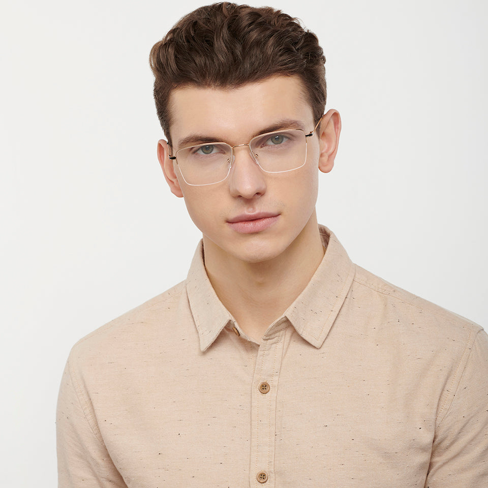 Half Rim Eyeglasses-Frame Rectangle--EG