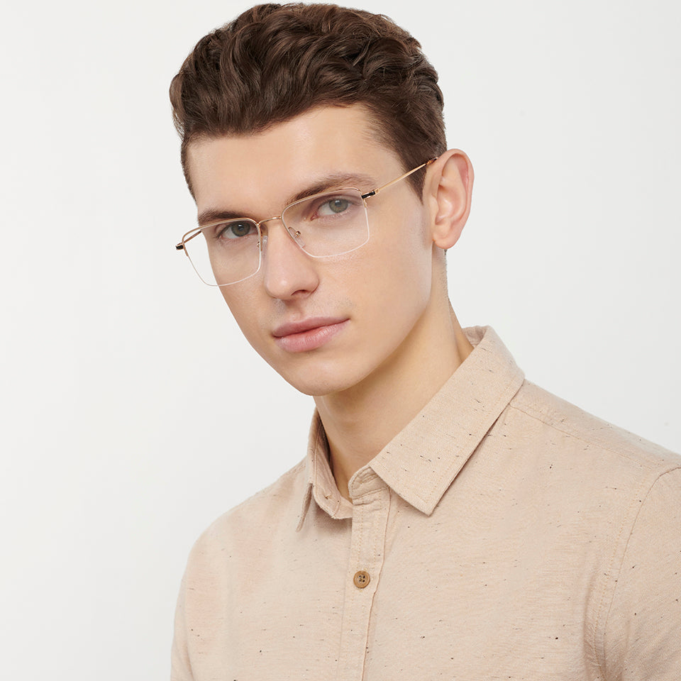 Half Rim Eyeglasses-Frame Rectangle--EG