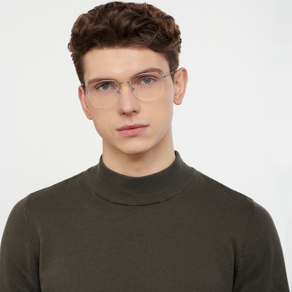 Half Rim Eyeglasses-Frame Rectangle--EG