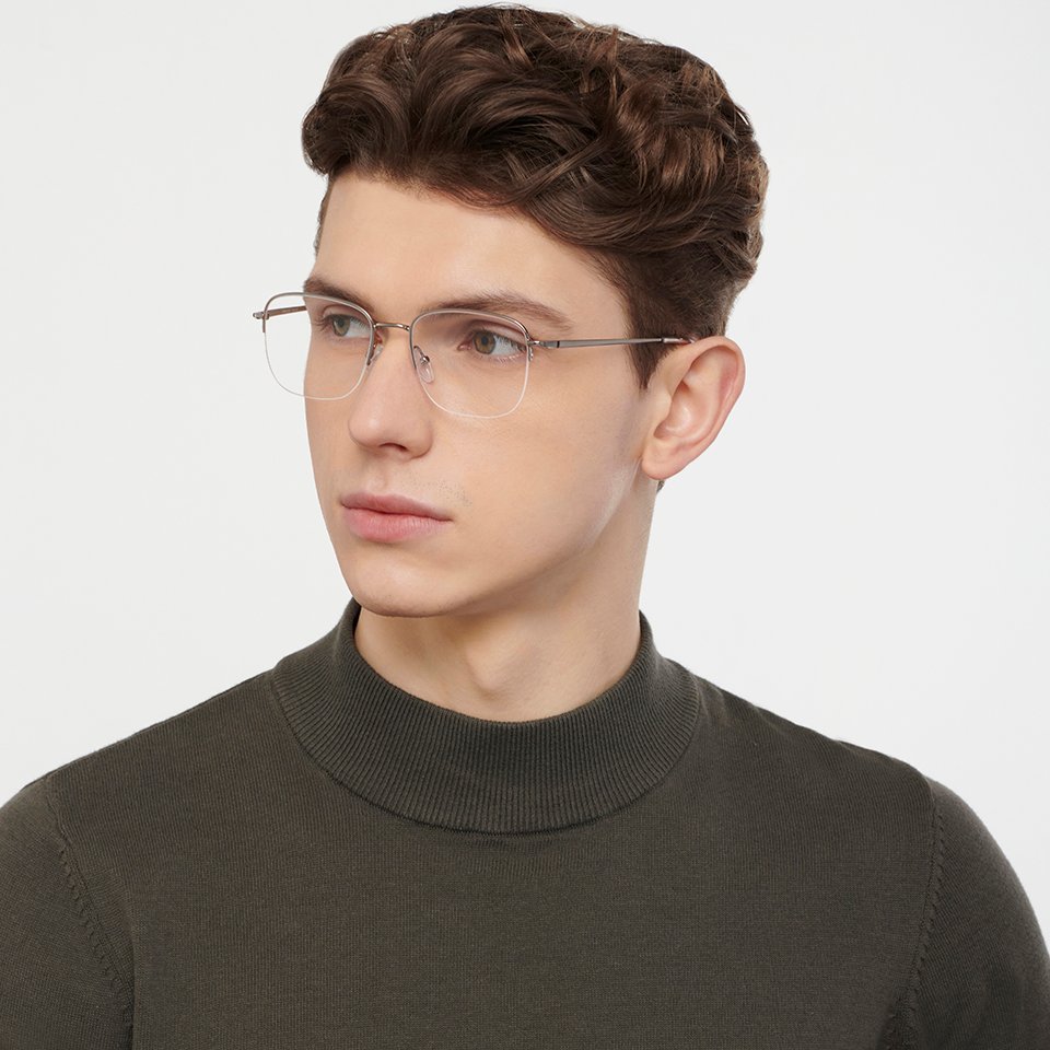 Half Rim Eyeglasses-Frame Rectangle--EG